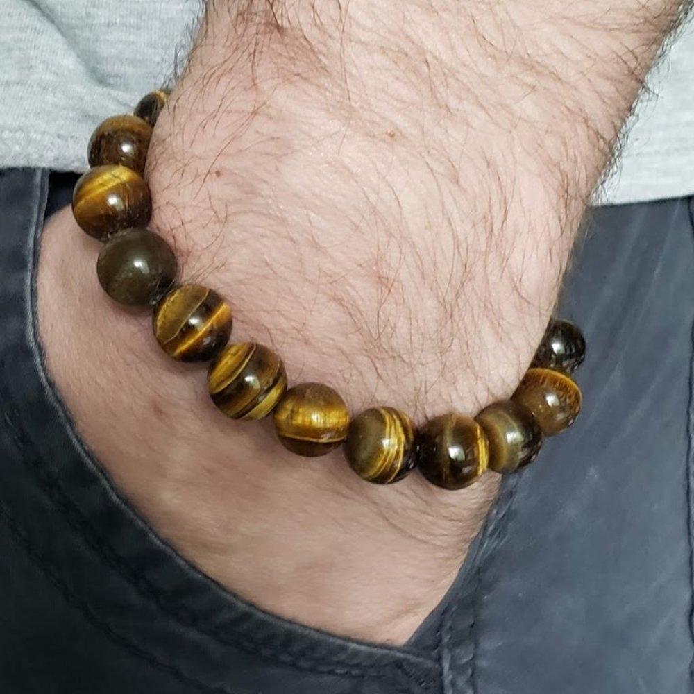 Quality Brown Tiger Stone Adjustable Macrame Bracelet